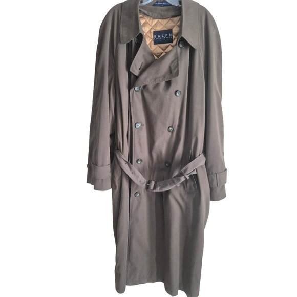 Ralph Lauren Olive Double-Breasted Trench Coat size 46L - Picture 2 of 8